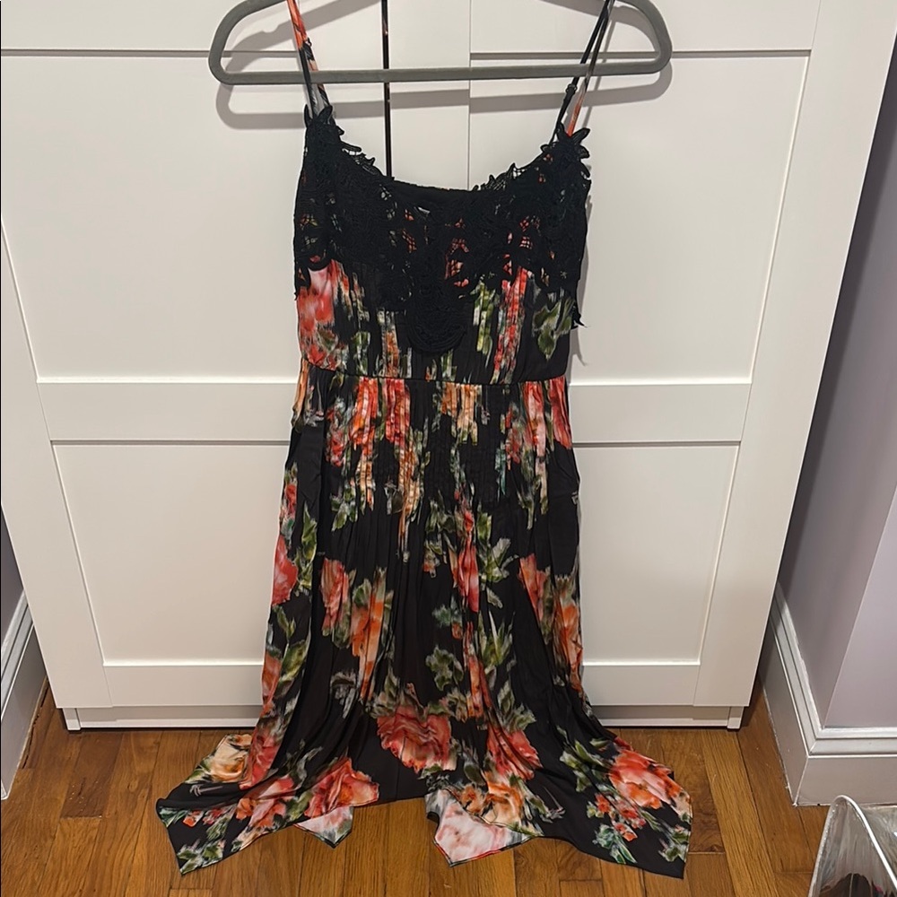 Steve Madden Black and Orange Floral midi  Dress